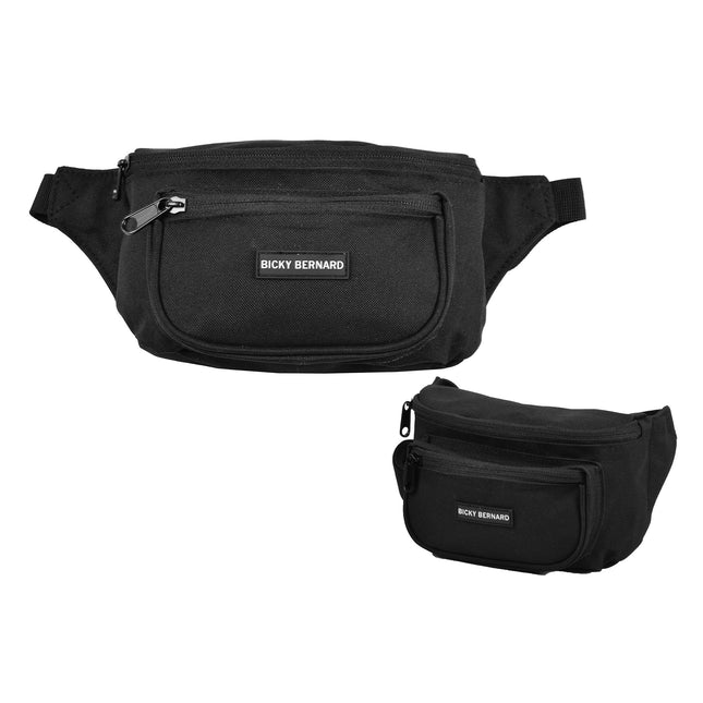 Unisex Heuptas Zwart | 13cm x 30cm | Nylon Heuptas Voor Wandelen Reizen Sporten | Crossbody Phone Pouch en Paspoorthouder voor Dames & Heren | 3 Compartimenten | Niet Geschikt voor Laptop | Sport Heuptas