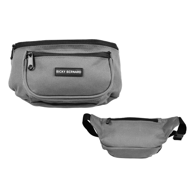 Unisex Heuptasje Voor Telefoon | Crossbody Wandeltasje Voor Dames en Heren | Grijs | Nylon | 13cm x 30cm | Buiktasje met 3 Vakken | Heuptasje Voor Reizen Wandelen en Sport 
