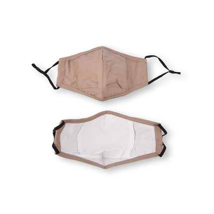 Beige Fashion  Mondkapjes | 24cm x 15.5m | Set van 2 | 100% Katoen | Herbruikbaar en Wasbaar Gezichtsmasker met Oorlus | Anti-Stof en Pollen Beschermend 