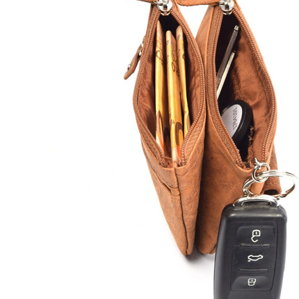 Sleutel portemonnee leer met rits – RFID sleuteletui heren & dames – compacte sleutel organizer en kleine portemonnee