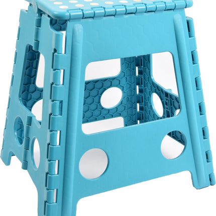 Opstapkruk - opstapkrukje - Badkamerkrukje - Blauw - Kruk - Badkamerkruk - Krukje - Trappetje - Kleine trap - Design - Kunststof - Kruk super handig - Krukje - Keukentrap - Keukentrapje - Opvouwbaar - Blauw 39 cm - tot 150 kg 