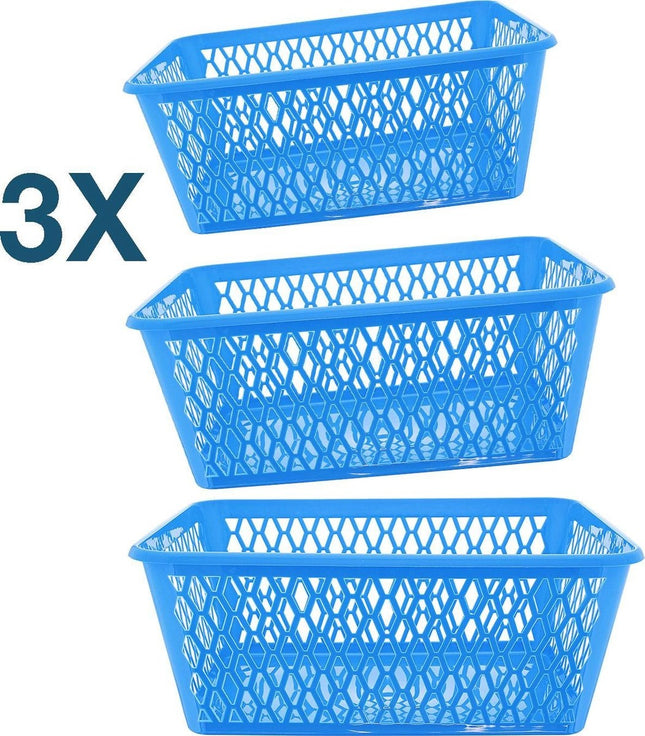 3x Opbergbox - Opbergmandje - Kantoor opbergbox - opbergmand kantoor - Opbergmand 37,5 x 26 x 15 cm - 15 ltr. ca