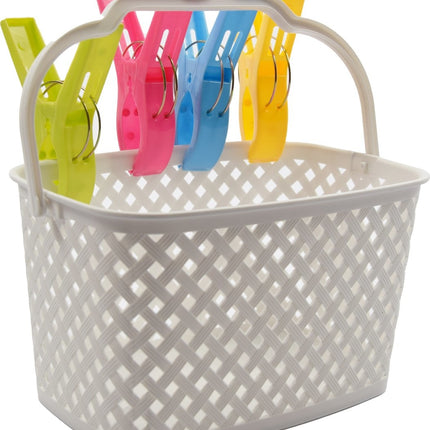 Discountershop® Wasknijpermandje Wit 22 x 12,9 x 15 cm