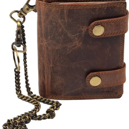 Portemonnee met ketting - Leren Dames Portemonnee Met Ketting - Leren Heren Portemonnee Met Ketting Bruin - Cognac