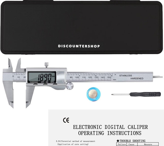 Professionele Digitale Schuifmaat met handige Opbergcase - Incl. extra batterijen - RVS - 150mm meetbereik