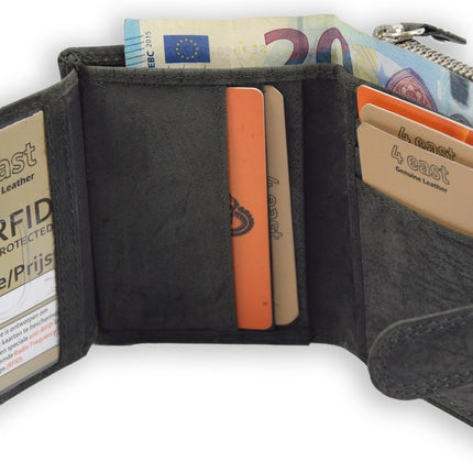 Portemonnee - Portemonnee dames - Portemonnee heren - Portemonnee pasjes - RFID Protected Anti skim - 4East - 4E-209- Grijs - Antraciet