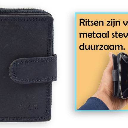Portemonnee - Portemonnee dames - Portemonnee heren - Portemonnee pasjes - RFID Protected Anti skim - 4East - 4E-209- Blauw - Donkerblauw - Navy
