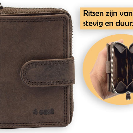 Portemonnee Buffelleer| portemonnees dames - Portemonnee heren - Portemonnee pasjes - RFID Protected Anti skim - 4East - 4E-209-