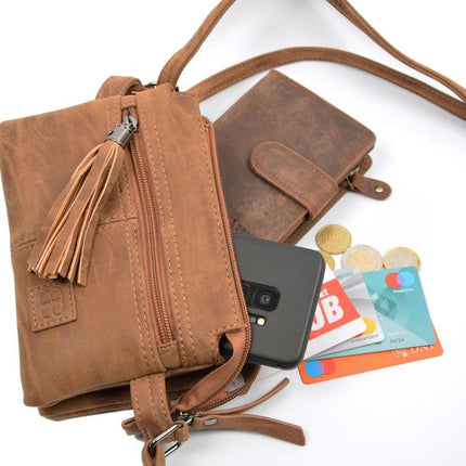 Tas - tasssen - bags - Bag- Bicky Bernard- Harmonica 3-Vaks tasje - schoudertasje - crossbody tasje - Camel