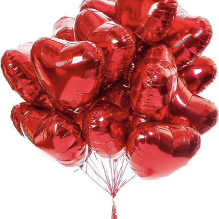 ballonen Hartjes Ballonnen Rood 10 Stuks | Folie Ballonnen set voor Valentijnsdag | Helium Ballon | Party Feest Ballonen | Romantische Versiering - 45cm