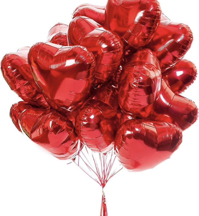 ballonen Hartjes Ballonnen Rood 10 Stuks | Folie Ballonnen set voor Valentijnsdag | Helium Ballon | Party Feest Ballonen | Romantische Versiering - 45cm