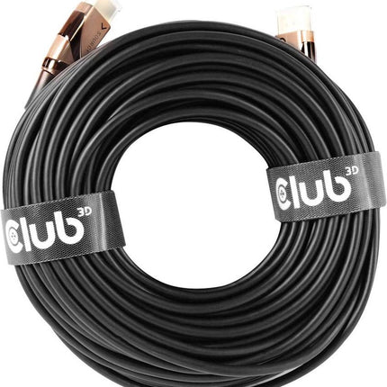 CLUB3D HDMI 2.0 UHD Active Optical Kabel HDR 4K 60Hz M/M 30 meter - club3D HDMI Aansluitkabel 30 meter Vlambestendig, High Speed HDMI Zwart [1x HDMI-stekker - 1x HDMI- Metaal aansluiting:Goud