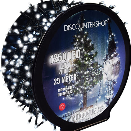 Kerstverlichting buiten 25 meter 1250 LED - Wit - Lichtsnoer Nano Koperdraad - IP44 Stekker met timerfunctie - Kerstboomverlichting - geschikt voor binnen en buiten - kerstverlichting led