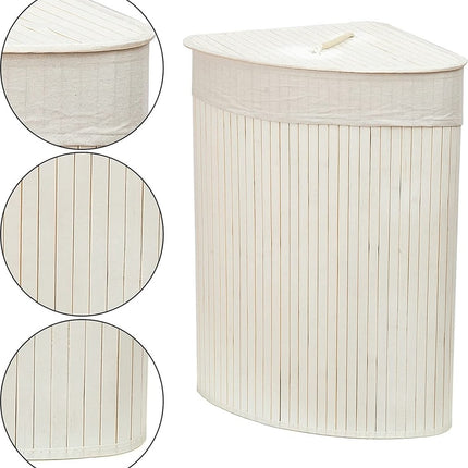 Bamboe 60L Wasmand Met Deksel - Incl. uitneembare waszak Bamboe Opbergmand/ Wasmand - 29 x 39 x 57 cm