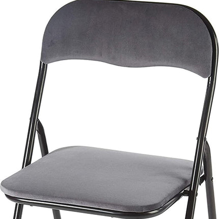 Klapstoel met zithoogte van 43 cm Vouwstoel velvet zitvlak en rug bekleed - tafelstoel Oker - stoel - tafelstoel- Velvet klapstoel - Luxe klapstoel - Met kussentjes Stoelen - Klapstoelen - Stoeltje - Premium chair - Grijs