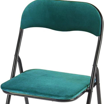 Klapstoel met zithoogte van 43 cm Vouwstoel velvet zitvlak en rug bekleed - stoel - tafelstoel- tafelstoel - klapstoel - Velvet klapstoel - Luxe klapstoel - Met kussentjes - Stoelen - Klapstoelen - Stoeltje - Premium chair - blauw turquoise