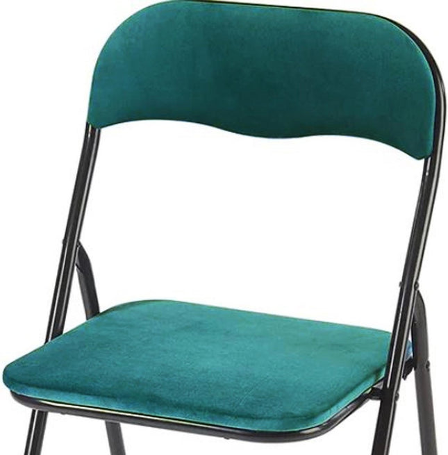 Klapstoel met zithoogte van 43 cm Vouwstoel velvet zitvlak en rug bekleed - stoel - tafelstoel- tafelstoel - klapstoel - Velvet klapstoel - Luxe klapstoel - Met kussentjes - Stoelen - Klapstoelen - Stoeltje - Premium chair - blauw turquoise