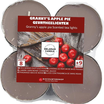 Geurtheelichten 9 Uur – Waxinelichtjes Set 8 stuks – Granny’s Apple, Apple & Cinnamon, Red Berries & Vanille – Theelichtjes Kopen