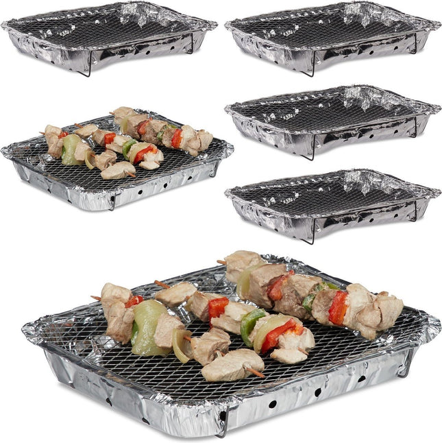 6 Stuks Barbecue - Instant - Wegwerp - Buiten barbecue - Tafel - Rooster - Balkon - Picknick - Barbecue accessoires - Grill - Barbecue kopen - Barbecuen - Barbecue saus -
