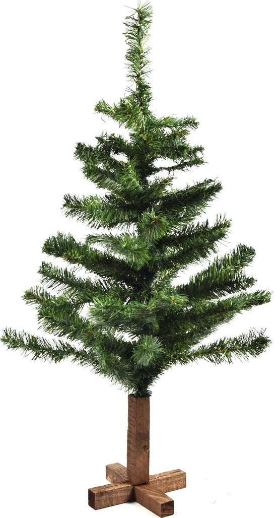 Kleine Kerstboom houten onderstel | 110 PUNTEN | 90 cm | Kunstkerstboom |