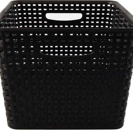 4x Opbergmand | met gevlochten rotan design voor badkamer | ergonomische handgrepen
