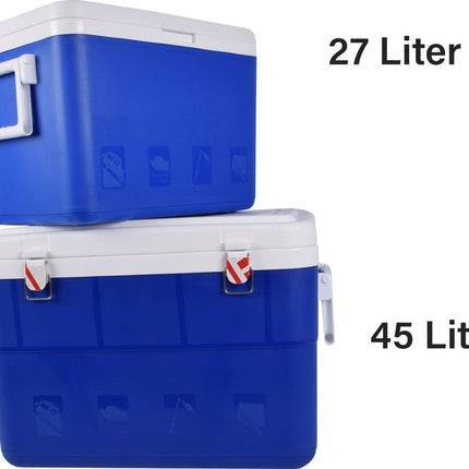Blauwe Draagbare Camping Koelbox - 45L - Kunststof - Inclusief Deksel - Met Handgrepen - Anti-slip - 50x38x39cm