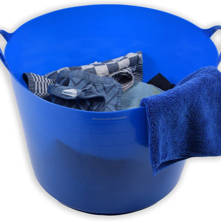 Stevige Flexibel Emmer Wasmand | Kuipen |26 liter Blauw | 38x41x35 CM | Wasmachine | Mand | Opbergmanden | Grote manden | Ronde manden