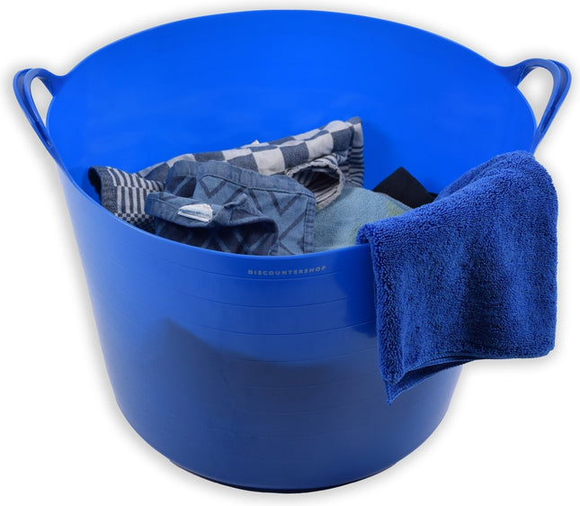 Stevige Flexibel Emmer Wasmand | Kuipen |26 liter Blauw | 38x41x35 CM | Wasmachine | Mand | Opbergmanden | Grote manden | Ronde manden