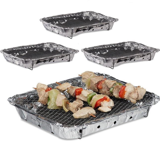 4 Stuks Barbecue - Instant - Wegwerp - Buiten barbecue - Tafel - Rooster - Balkon - Picknick - Barbecue accessoires - Grill - Barbecue kopen - Barbecuen - Barbecue saus 