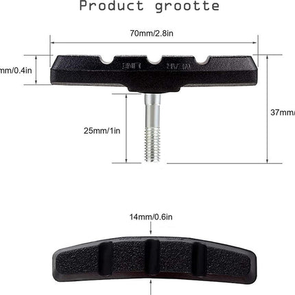 Universele Rubberen Fiets V Remblokken Set 2Stuks – 70mm | Rubber Remblokjes | Fietsen Remblok | Remblokkenset | Remblokset Geschikt voor Mountainbike, Stadsfiets, Vouwfiets en Tourfiets