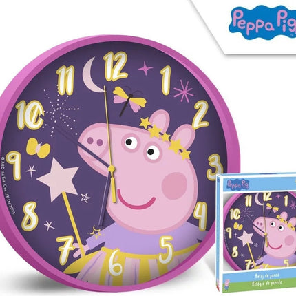 Wandklok voor kinderen peppa pig 25cm | peppa pig wandklok | roze/paars Klok | Speelgoed peppa pig 