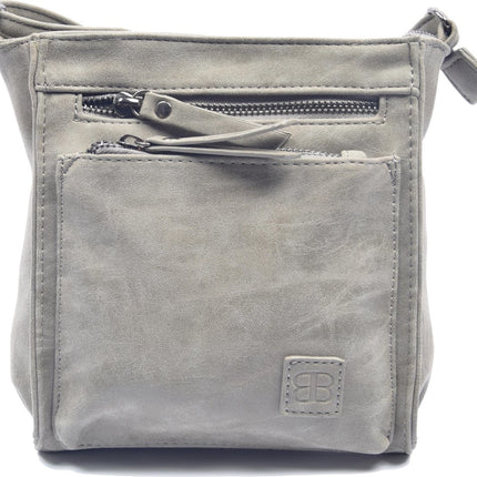 Bicky Bernard Schoudertas Grey met 5 ritsen - tas - tassen - schoudertas dames - handtas - Grey schoudertas - schoudertas meiden -
