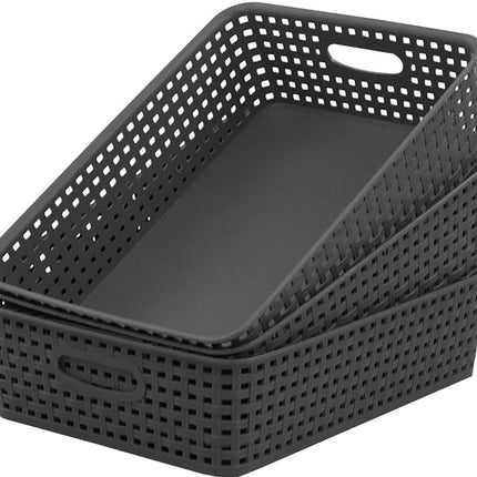 3 X Opbergmand - Opbergbakje - Zwarte opberger 35 x 29 x 13 cm Rattan
