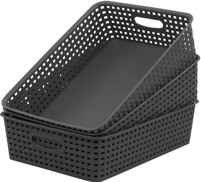 3 X Opbergmand - Opbergbakje - Zwarte opberger 35 x 29 x 13 cm Rattan