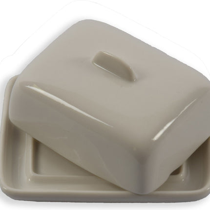 Modieuze Keramisch Botervlootje Met Deksel | Stijlvolle Witte Boterbox | Duurzaam en Afsluitbaar | Perfect voor Koken & Tafelen | Ideaal als Kaascontainer en Bewaardoos