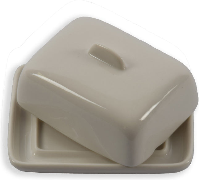 Modieuze Keramisch Botervlootje Met Deksel | Stijlvolle Witte Boterbox | Duurzaam en Afsluitbaar | Perfect voor Koken & Tafelen | Ideaal als Kaascontainer en Bewaardoos