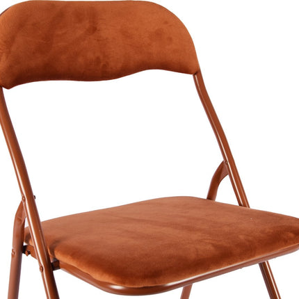 6x Klapstoel met zithoogte van 43 cm Vouwstoel velvet zitvlak en rug bekleed camel bruin