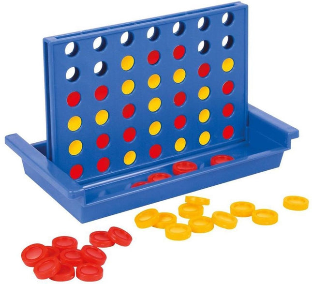 Vier op 'n Rij - Actiespel - 4 op een rij - Reiseditie - Kinderspel 4 op een rij 20 cm x 14.2cm x 5cm - 6 + kinderen LET OP REIS EDITIE - KLEINE FORMAAT