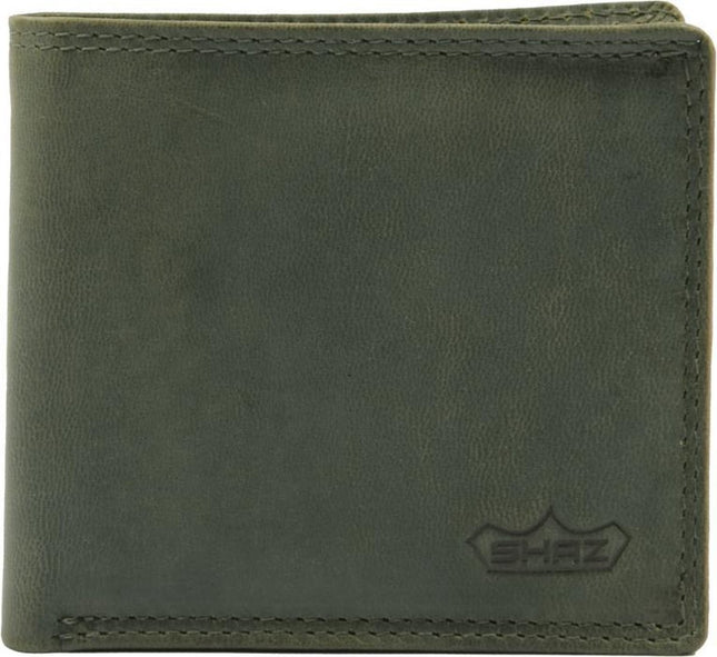 Portemonnee heren-dames luxe leer RFID anti-skim ZONDER MUNT GELD - hoge kwaliteit portefeuille heren-dames leer - mannen-vrouwen cadeautjes, cadeau voor man-vrouw Billfold Olijf- Groen 