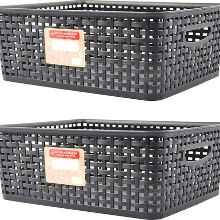 2 X Opbergmand - Opbergbakje - Zwarte opberger 35 x 29 x 13 cm Rattan - Opbergboxen kopen - opbergbox kopen Opbergbox