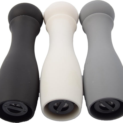 Set van 3 stuks Peper en Zoutmolen|Grijs - Zwart - Wit - Pepermolen en Zoutmolen D7x26cm