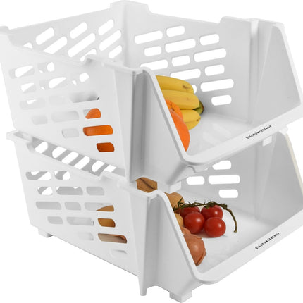 2x Groentemand | Groentebak Keuken | Mandenrek | Rek met Manden |Wit