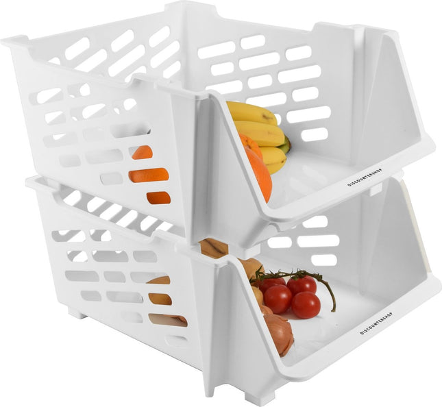 2x Groentemand | Groentebak Keuken | Mandenrek | Rek met Manden |Wit