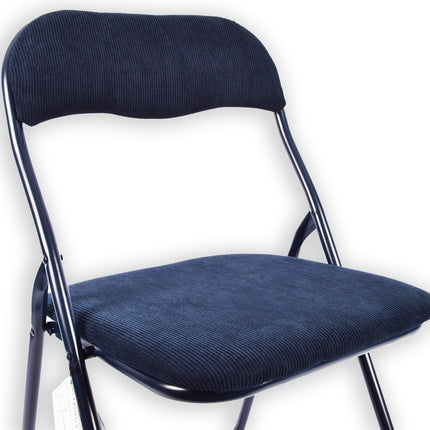 Klapstoel 43 cm zithoogte - Tafelstoel Blauw- Velvet klapstoeltjes - Luxe klapstoelen 