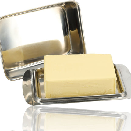 Botervloot RVS - Botervloot Roestvrij Staal - Zilver - Klassiek Ontwerp - Deksel - Voor 250g Boter - Boterschaal - Botervloot voor Koelkast of Aanrecht