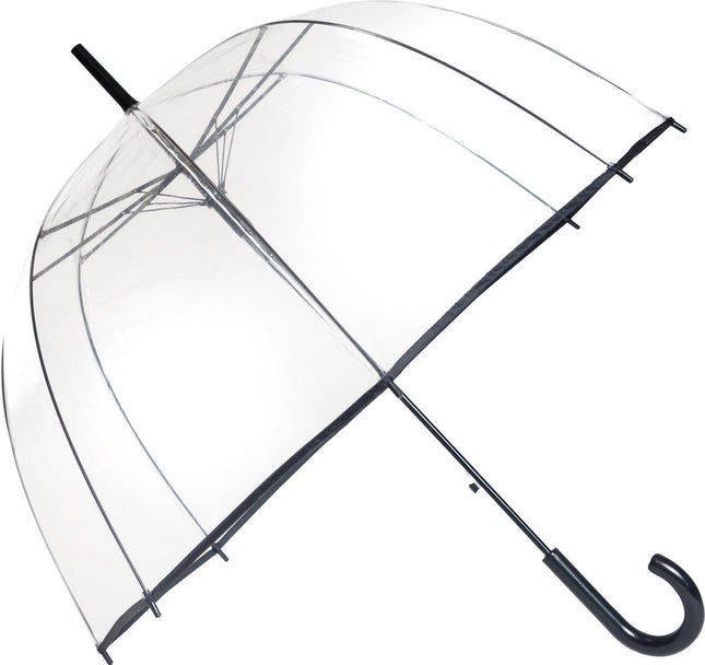 Doorzichtige Koepelparaplu - Lichtgewicht & Windbestendig  - Opent Automatisch - Zwart/Transparant  - Ø85cm
