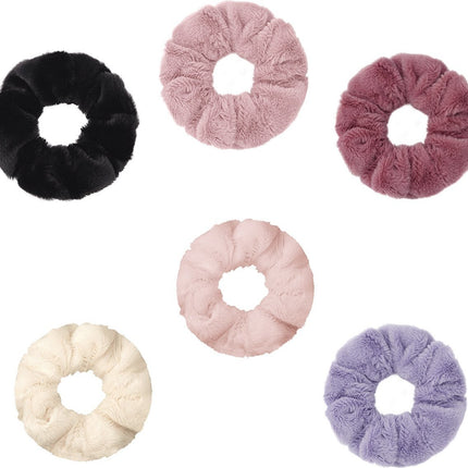 Haarelastiek - Musthave Haaraccessore Scrunche Pack – Luxe kwaliteit – Elastiekje – Elastiek – Haarwokkel – Haarverzorging – Haarelastiekjes – Haarwikkel Scrunchies pluche stof pack Haaraccessoire Vrouwen - 6 stuks Natural Colors Haarwokkel