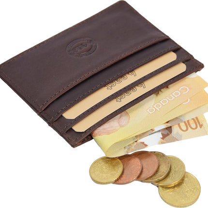 Leren Kaarthouder Mannen & Vrouwen – RFID Pasjeshouder 8 Kaarten – Anti-Skim Portemonnee – Creditcardhouder Unisex Leer
