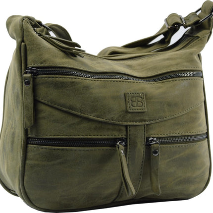 Bicky Bernard Omhang Schoudertas Ritsvakjes Trendy Tas olijf - olive