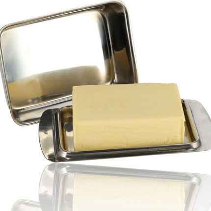 Botervloot RVS - Botervloot Roestvrij Staal - Zilver - Klassiek Ontwerp - Deksel - Voor 250g Boter - Boterschaal - Botervloot voor Koelkast of Aanrecht